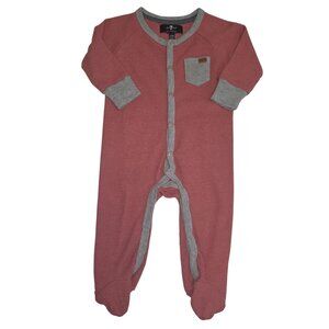 7 For All Mankind Baby Red & Gray Footed Coverall Romper 3/6M 3942